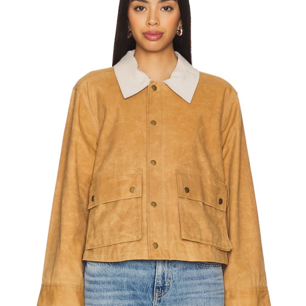 THE GREAT. The Waxed Swingy Jacket in Walnut - Picture 2 of 9